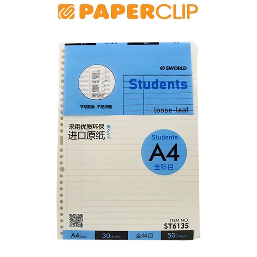 

LOOSE LEAF A4 SWORLD STUDENTS ST6135 30H 50P ALL SUBJECTS