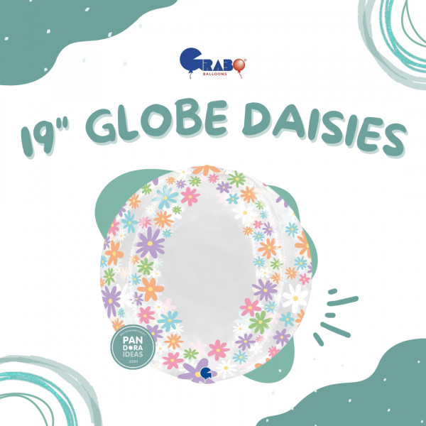 19" Globe Transparent Colorful Daisies Balloon | Balon Globe Daisy