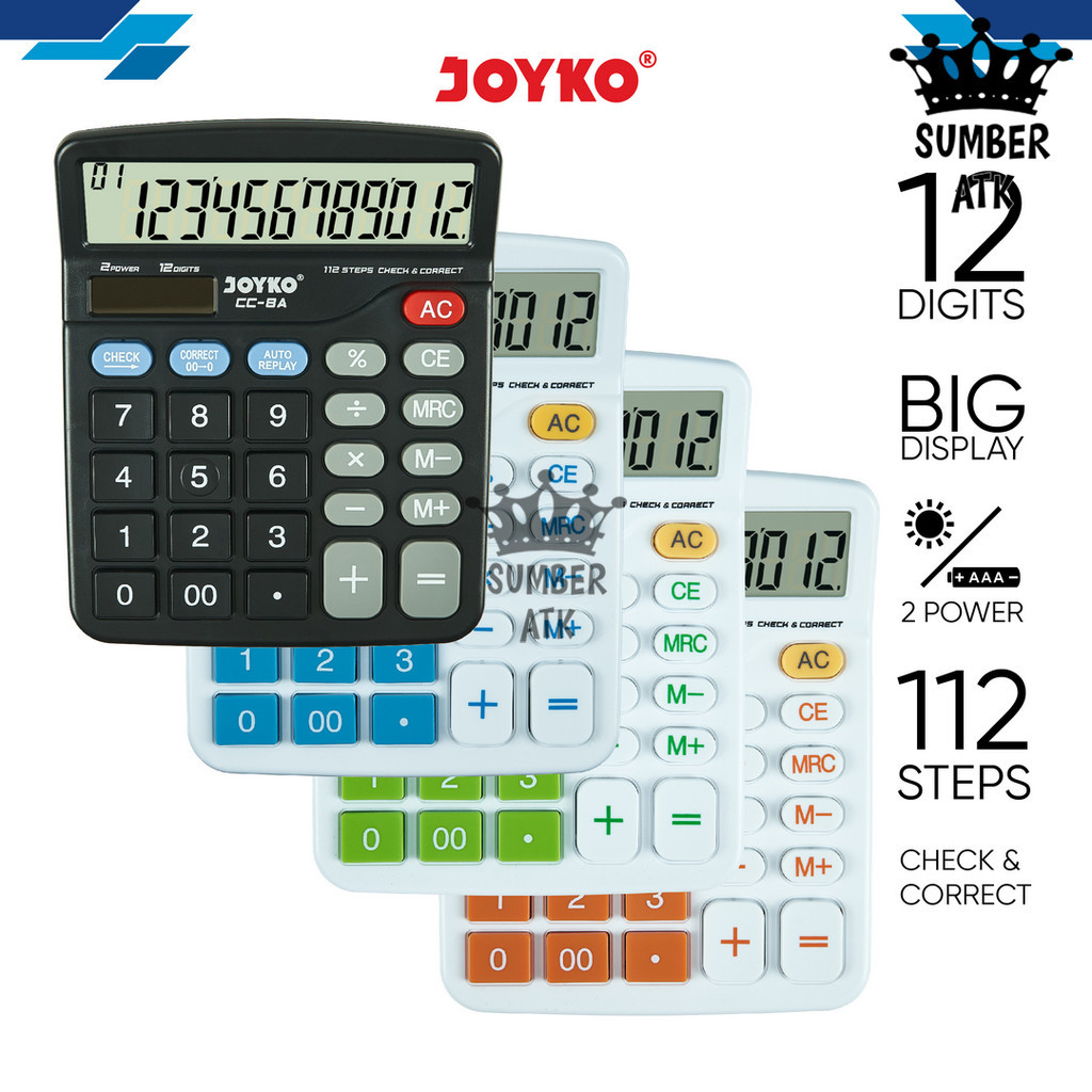 

Calculator Kalkulator Joyko CC-8 12 Digits Check Correct CC-8CO COLOR