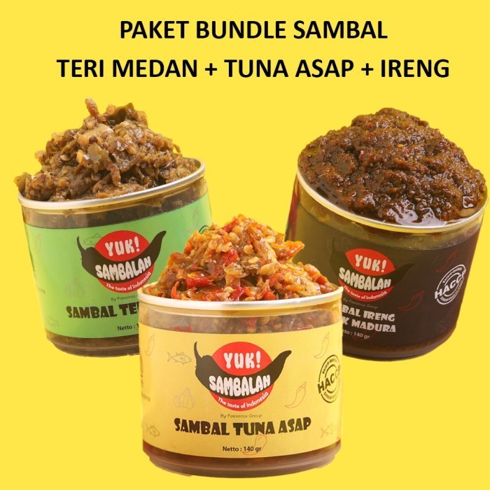 

SM YukSambalan - PAKET 3 Sambal - Teri Medan + Tuna Asap + Ireng Bebek