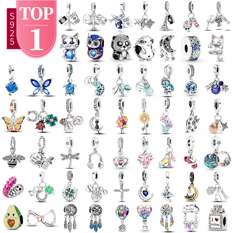 New 925 Silver Firefly Chameleon Charms Butterfly Airplane Bead For Pandora Bracelet Original Cat Tu