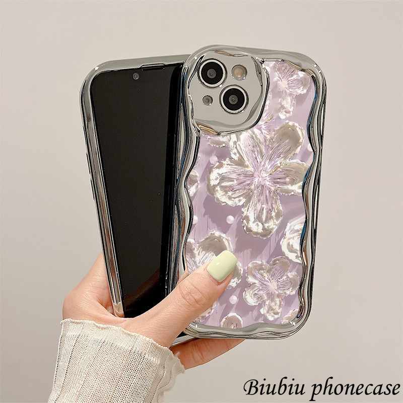 Casing ponsel lukisan cat minyak merah muda bunga persik cocok untuk iPhone 7PLUS XS XR XSM 11 11PRO