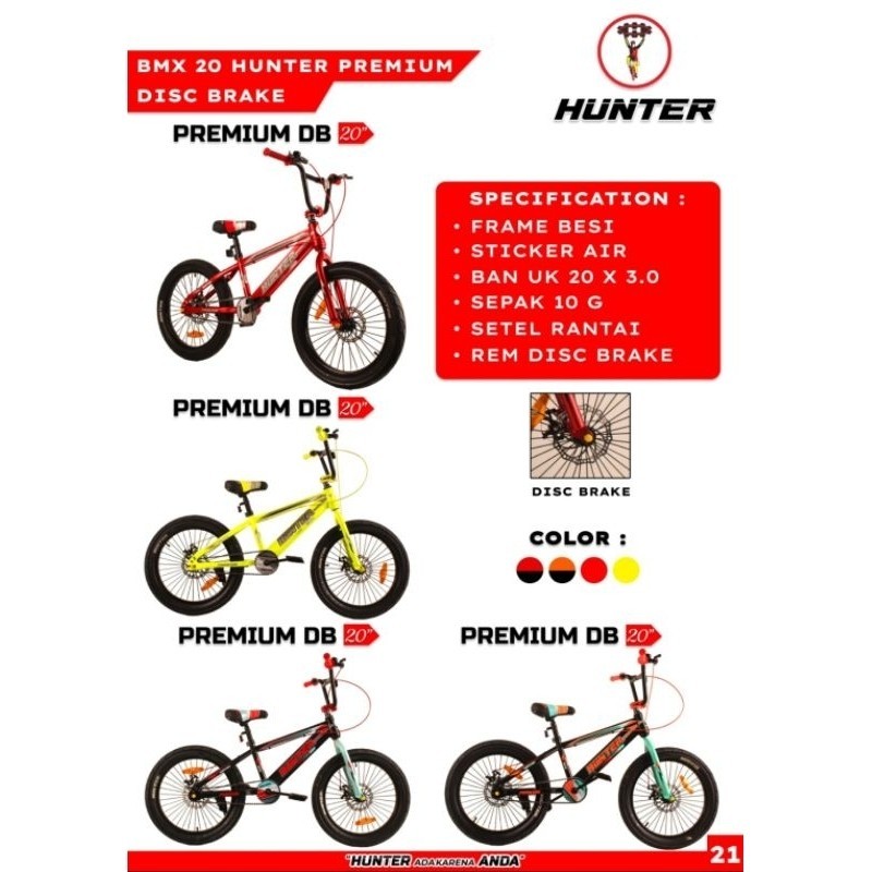 SEPEDA BMX 20 INCH BAN JUMBO 3.0 HUNTER PREMIUM DISC BRAKE / V BRAKE MURAH