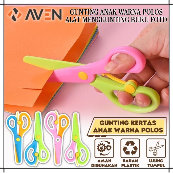 

AVEN Gunting Kertas Anak Warna Karakter Polos / Paper Scissors Safety