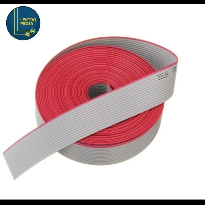 Kabel FLAT 16p abu 1 meter Pita 16pin 16 p pin IDC Cable running text