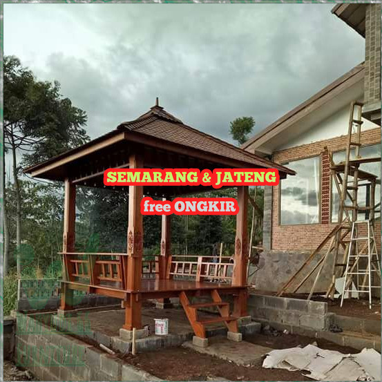 Gazebo Kayu Jati Soko Ukir Ukuran 2x2 m | Gazebo Jati Jepara
