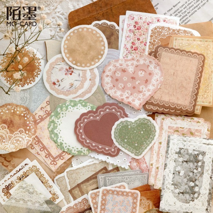 

HJK 100 Pcs Kertas Paper Deco Vintage Scrapbook Journal Set Paper Kit Aesthetic Kertas Hias