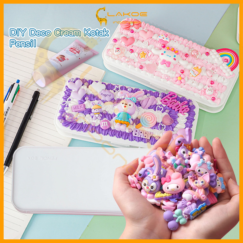 

Zyd LAKOE DIY Tempat Pensil Lucu Deco Cream Clay Kotak Pensil anak Mendekor Pencilcase Kotak Alat