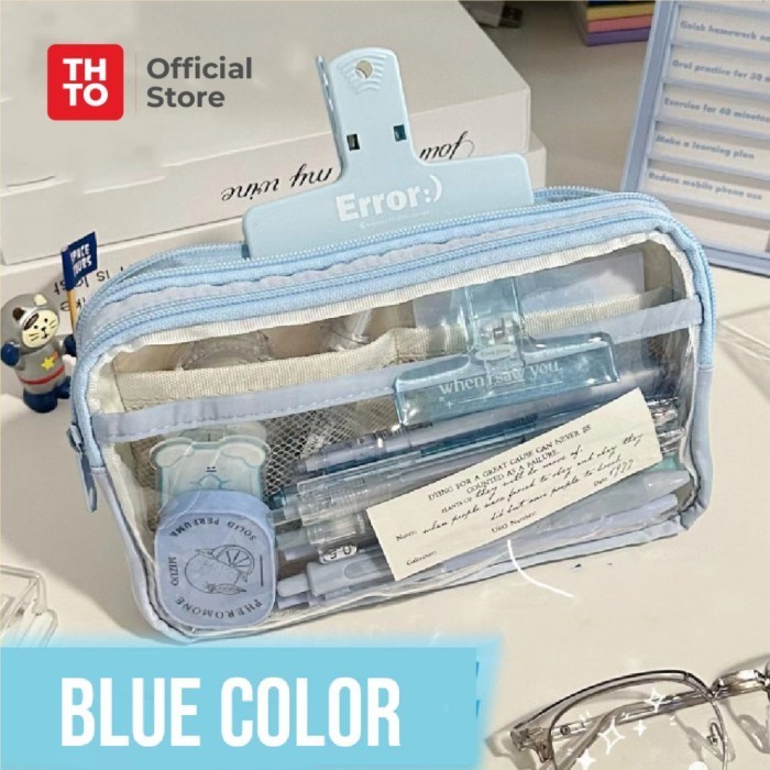 

✨LARIS✨ -THTO Tas Tempat Pensil Case Pouch Anak Sekolah Transparan Simple A021 - Hijau