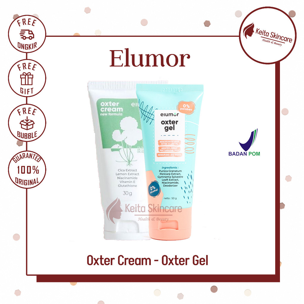 Elumor Oxter Cream Oxter Gel New Formula Pemutih Ketiak & Pemutih Selangkangan BPOM