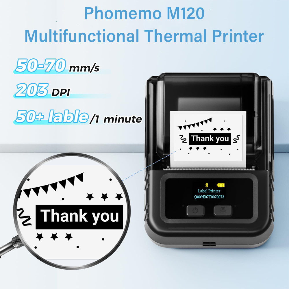 Phomemo M120 Portable Label Printer Mini Thermal Self-Adhesive Sticker Printer Mobile Pocket Tag Pri