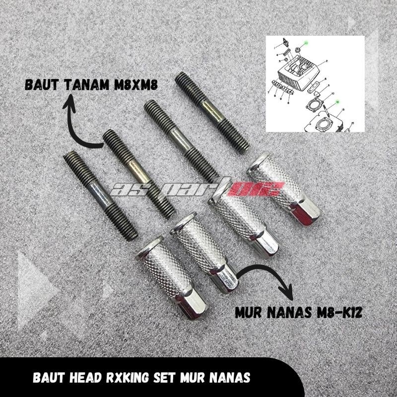 BAUT TANAM BLOK HEAD RX KING RXKING LENGKAP MUR NANAS AS. .