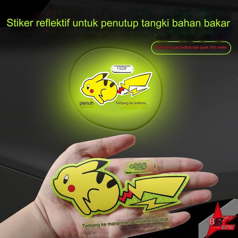 Stiker Mobil Reflektif/Stiker Tutup Tangki Bahan Bakar Otomotif, Stiker Bumper Reflektif Imut Kartun