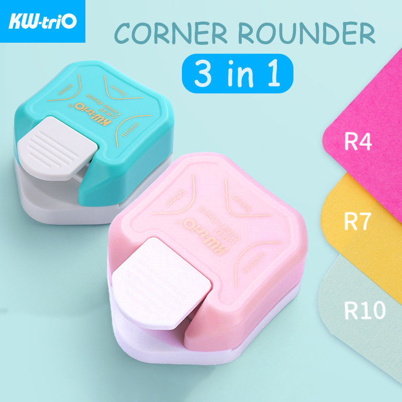 

KW-trio 3-in-1 Corner Rounder Punch Photo Cut R4/R7/R10mm Round Corner Trimmer Cutter for Card Photo Paper Laminating Pouches