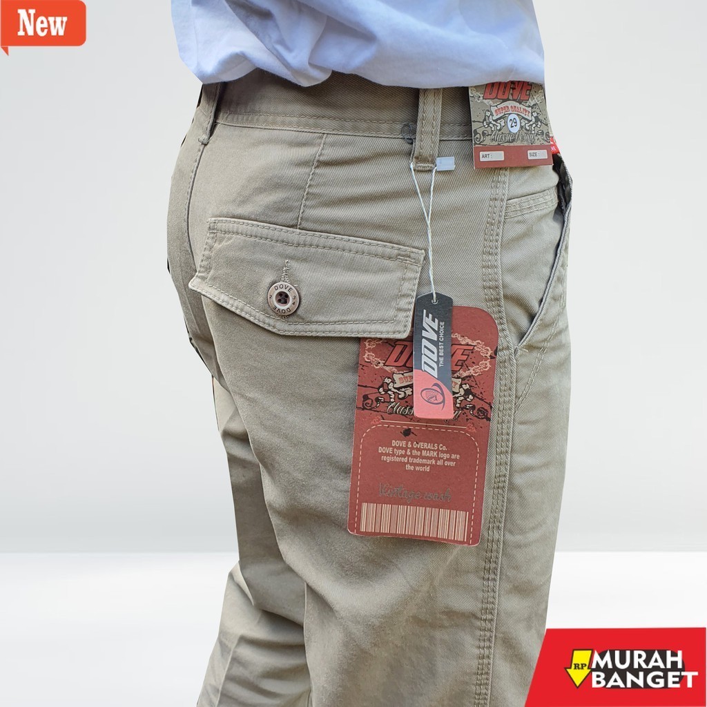 Denim Pria Jumbo Celana Panjang Pria Dove choice Kanvas Original Cardinal