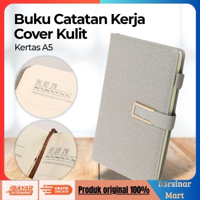 

[KUALITAS TERBAIK] Notebook A5 Buku Jurnal Catatan Diary Cover Kulit - Gray