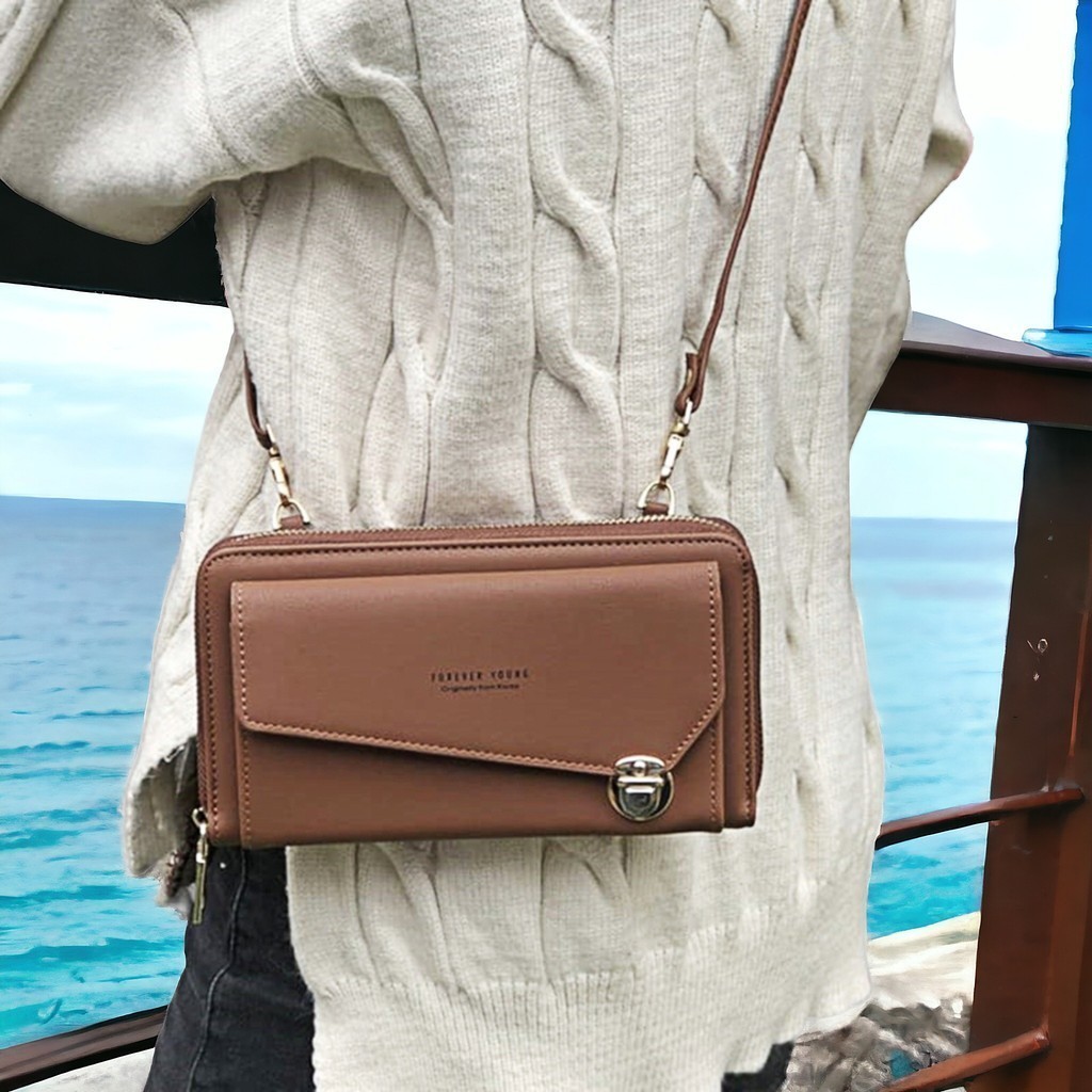 DOMPET SISI - DOMPET PANJANG WANITA SIMPLE MODEL KOREA DOMPET LIPAT ELEGAN LUCU BAHAN TEBAL ADA TALI