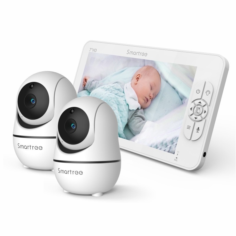 SM70 7" 1080P HD Split Screen Video Baby Monitor No WiFi, Baby Camera Monitor, Hack Proof, Remote Zo