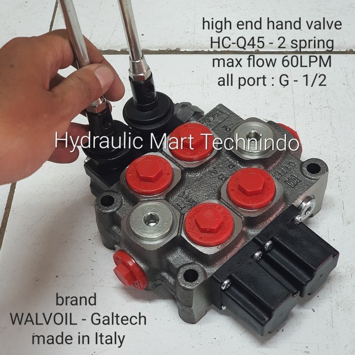 hand valve hidrolik port 1/2 - 2 spring 60LPM HC-Q45 Galtech - Italy