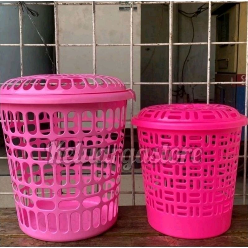 keranjang baju kotor bulat tutup murah premium keranjang laundry tutup calista