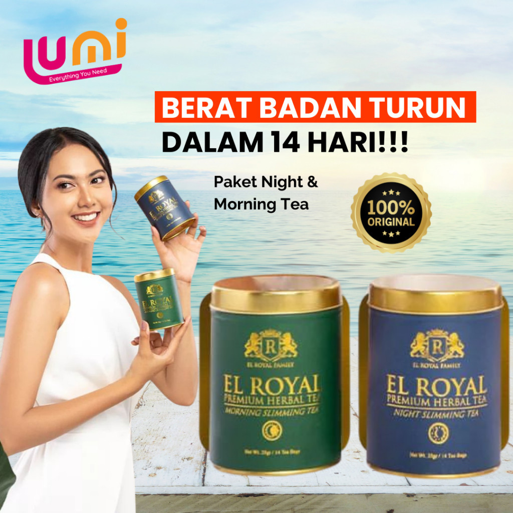 

EL ROYAL PREMIUM HERBAL TEA / TEH HERBAL UNTUK KESEHATAN / 1 PAKET ISI MORNING & NIGHT El Royal Premium Tea / Teh Pelangsing Siang & Malam (1 paket) - BPOM 100% ORIGINAL