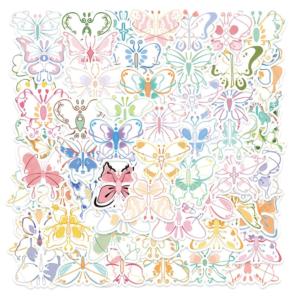 

[ , ] 3pcs Stiker Motif Grafiti Kupu Kupu Warna/ Butterfly Aesthetic untuk Laptop, Handphone