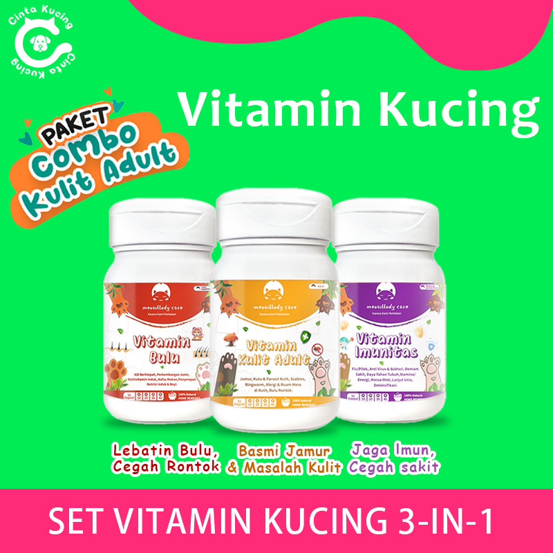 Tiga jenis Vitamin Kucing Paket Combo MASALAH KULIT vitamin kucing vitamin imun kucing