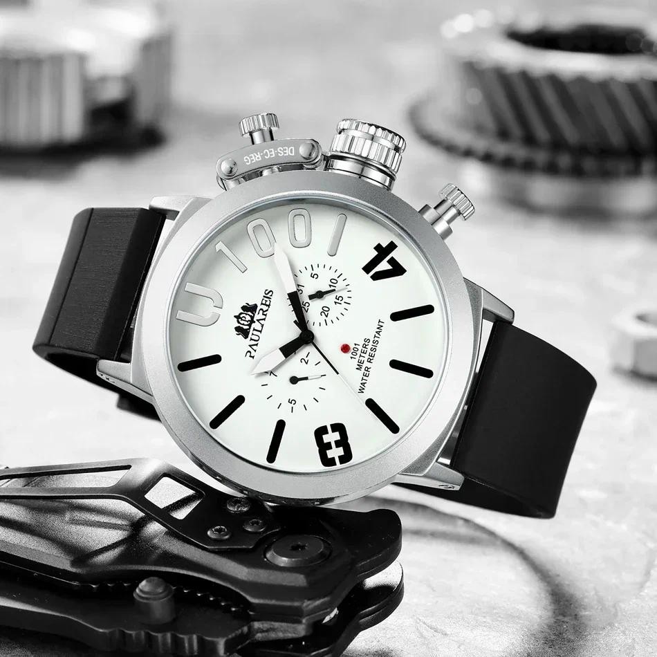 Automatic Mens Watch Self Wind Mechanical Rubber Strap Black Silver Boat Case Orange Blue Yellow Gre