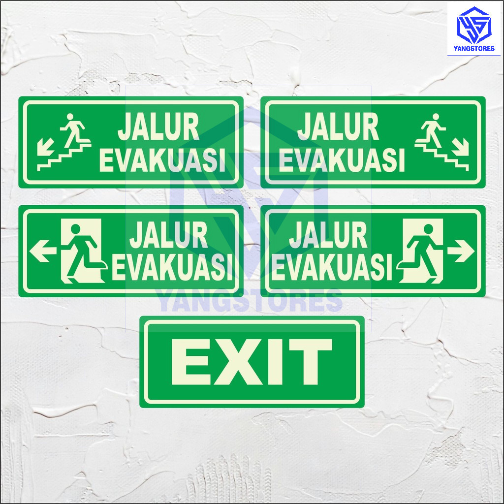 Papan jalur evakuasi Akrilik glow in the dark/papan penanda jalur evakuasi