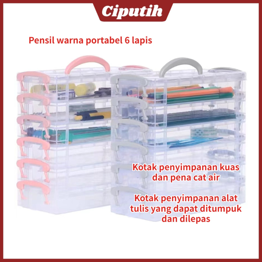 

6pcs Kotak Pensil Kapasitas Besar, Kotak Penyimpanan Perlengkapan Kantor, Kotak Penyimpanan Pensil Lukis Kuas, Wadah Pena Cat Air, Alat Gambar (6 Paket Bening)