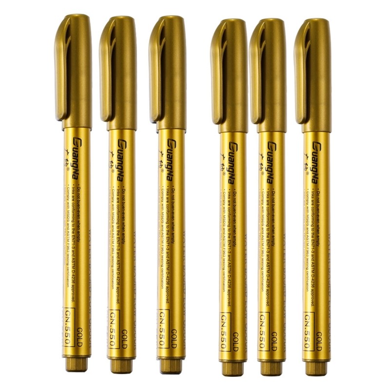 

6 Pcs Metallic Pen Gold Silver Resin Drawing Pen Acrylic Paint DIY Epoxy Resin Mold Highlight Permanent Marker Craft