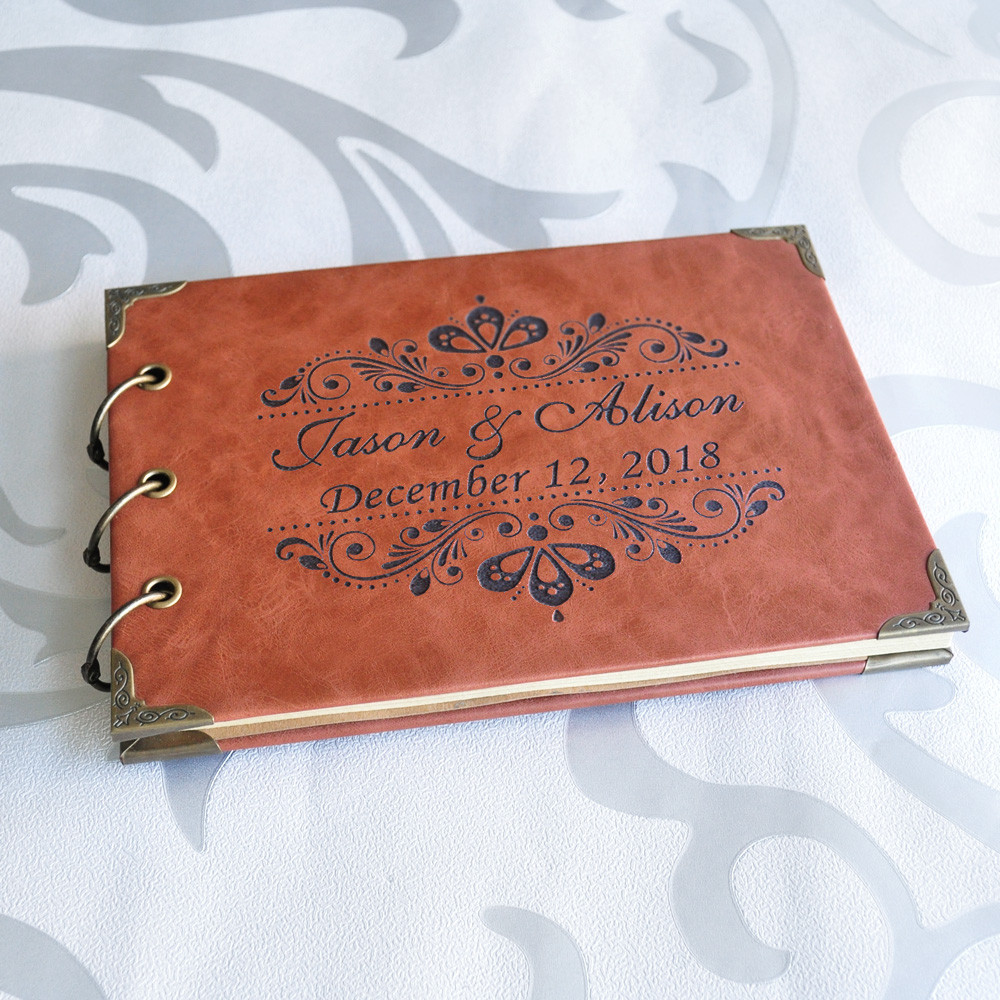 Personalized Wedding GuestBook Custom Leather Guest Book Customized Reception Book Rustic Wedding An