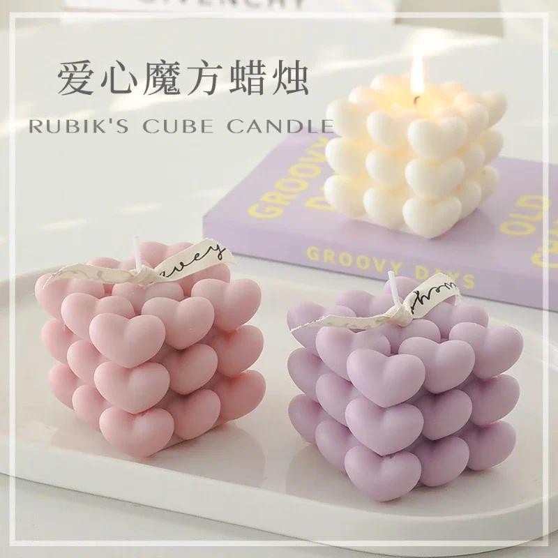 

Heart-Shaped Aromatherapy Candle Silicone Mold Love Gypsum Ornaments, Cement Molds DIY Candle Making Resin Mold Home Decoration