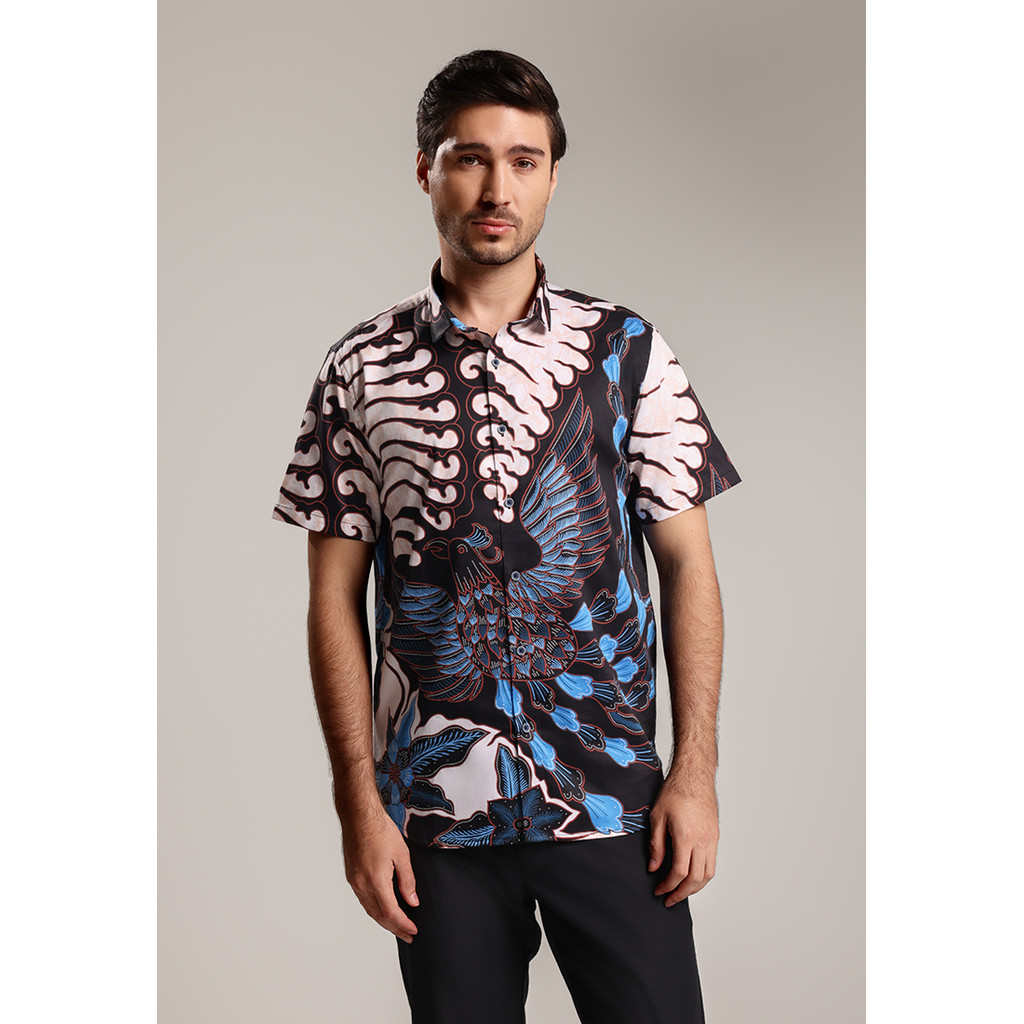 MOC - Kemeja Batik Pria Lengan Pendek Makha - Blue