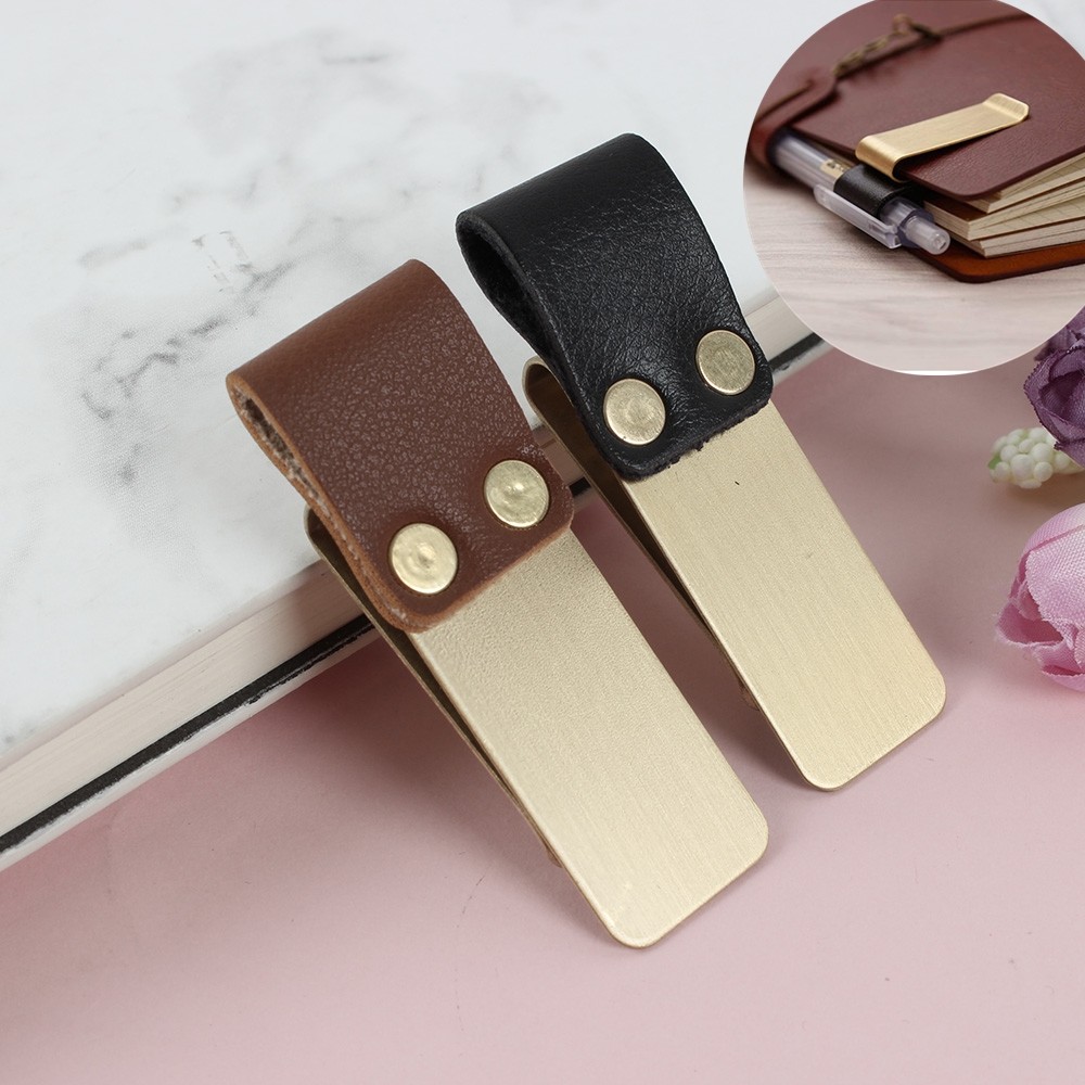 Pen Loop For Notebook Retro Leather Journal Notebook Pencil Holder Bookmark With Metal Clip Clipboar
