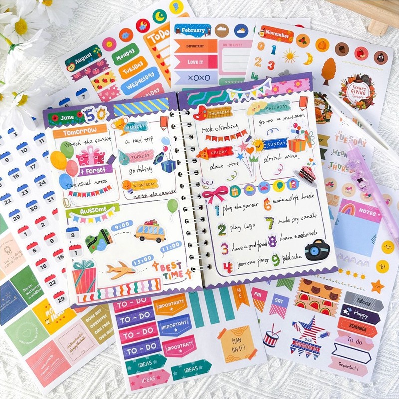 

Date Stickers Planner Stick Labels Scrapbooking Adhesive Diy Scrapbooking Diary Album junk journal supplies