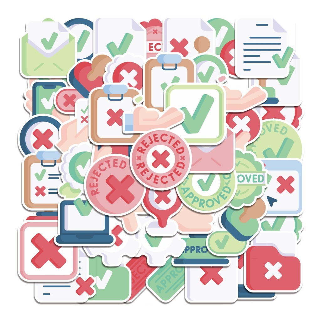 

COD 50 Pcs Stiker Approved and Rejected Lucu Anti Air Untuk Dekorasi Notebook Sepeda Skateboard Handphone