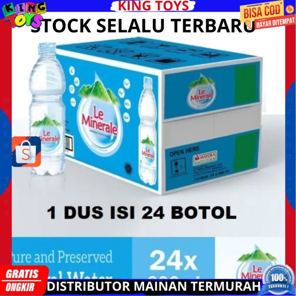 

Air Mineral LE MINERALE LEMINERAL 600 ML Isi 24 Botol PER DUS PER KARTON TERMURAH