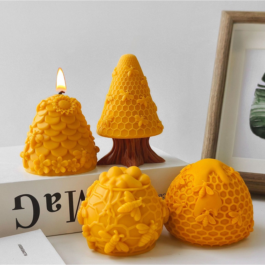 

DIY Honeycomb Bee Cylinder Silicone Mold Handmade Aroma Candle Plaster Ornament Mould Soap Candle Making Supplies