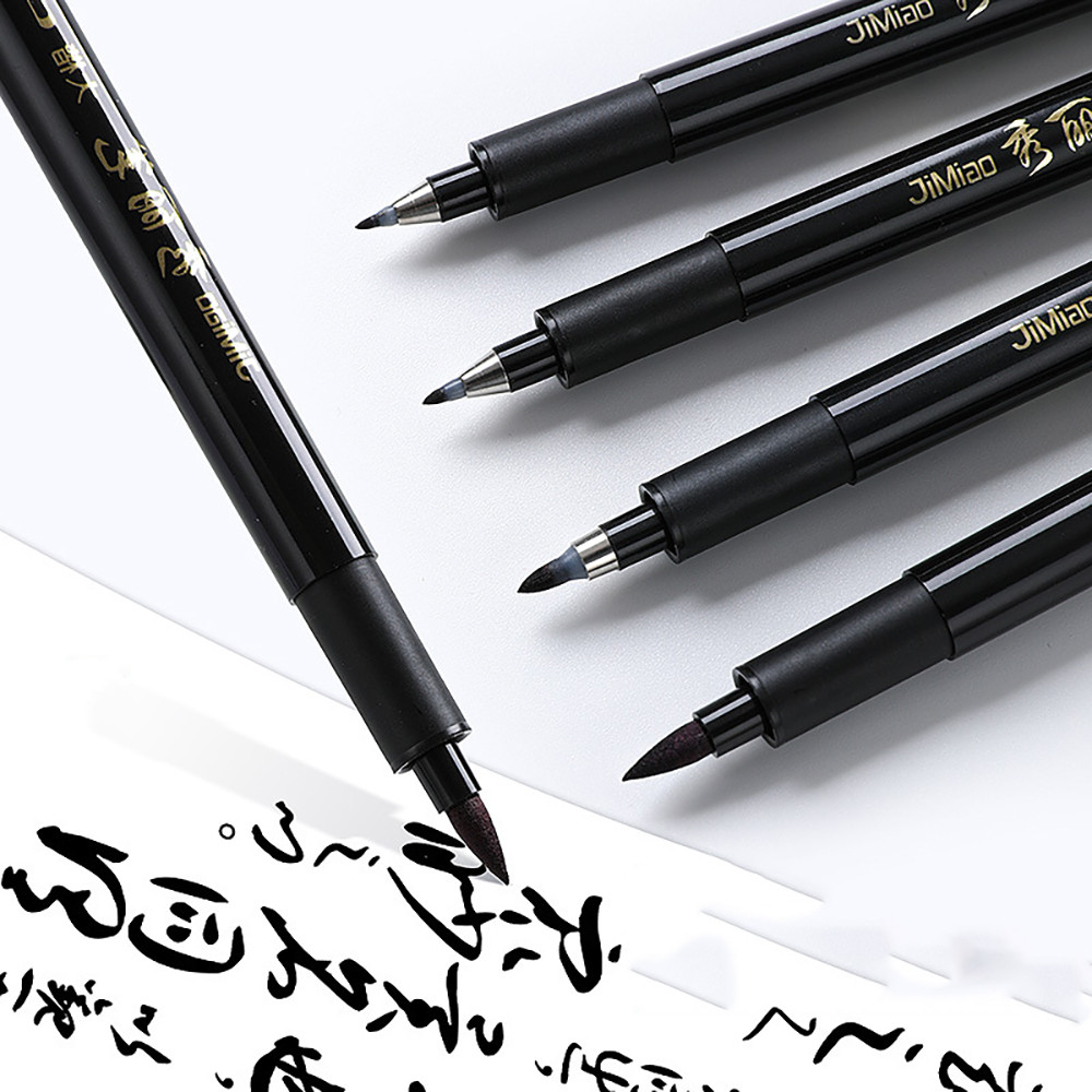 

4 Pcs/Set Calligraphy Painting Pen Chinese Brush Pens for Writing Lettering Signatures Soft Brush Tip Refillable Ink Art Craf