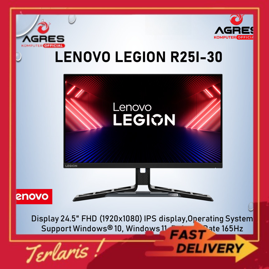 LENOVO LEGION GAMING MONITOR 25 INCH R25I-30 IPS FHD 1080P 0.5MS 180HZ ERGONOMIC SPEAKER 3Y