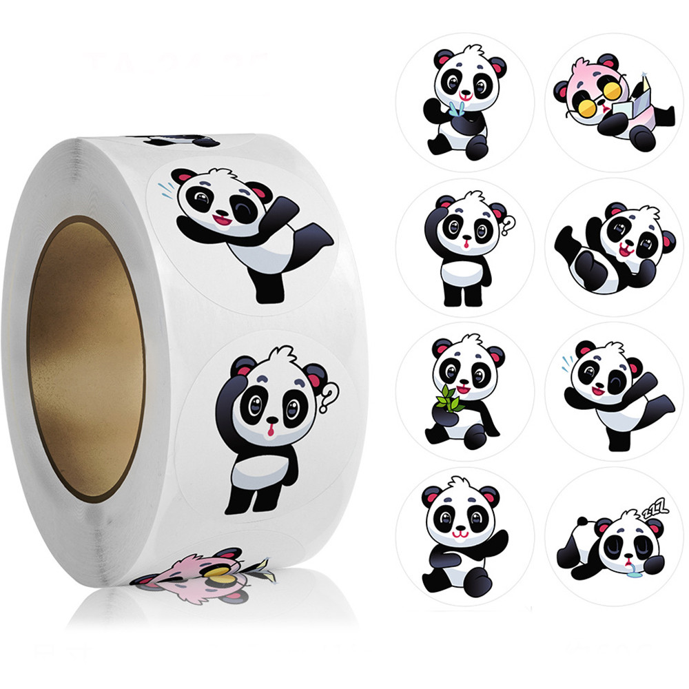 

100-500pcs Cute Panda Animals Stickers for Kids School Encouragement Students Games Toy Reward Labels Stationery Stickers