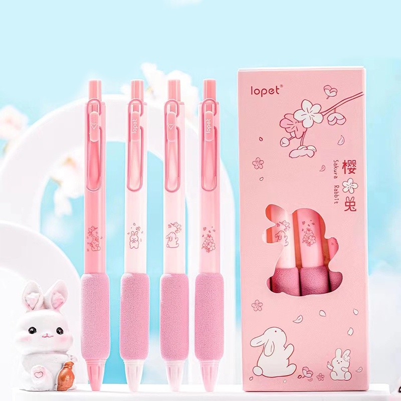 

4pcs Kotak 0.5mm Indah Pink Sakura Series ST Nib Gel Pen Mahasiswa