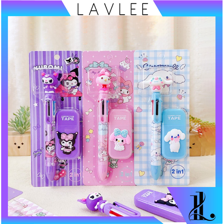 

LAVLEE - S6341 Set Alat Tulis 2 in 1 / Set Pulpen 6 Warna dan Korektor / Set Pena dan Korektor 2 in 1 / Alat Tulis Pena & Korektor