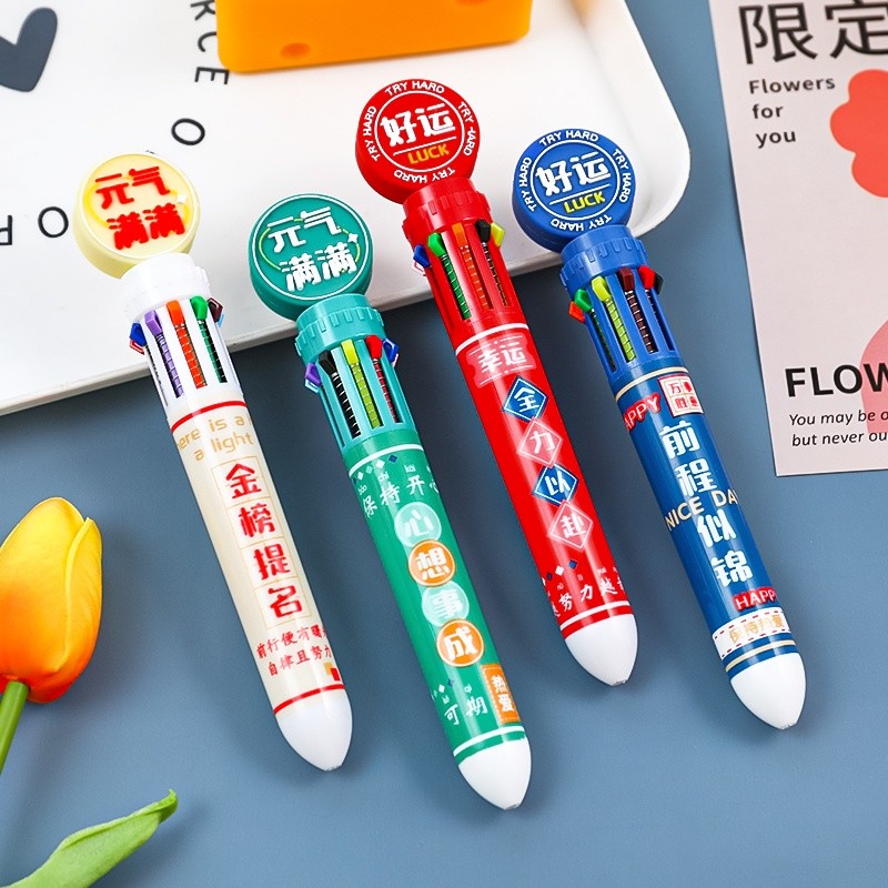 

10warna 0.5mm Pena Kata Inspirasi Ballpoint Pulpen Mahasiswa