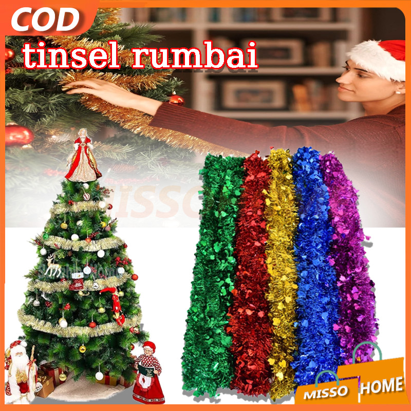 tinsel rumbai /slinger polos /tinsel /rumbay hiasan parcel panjang/ slinger/hiasan natal