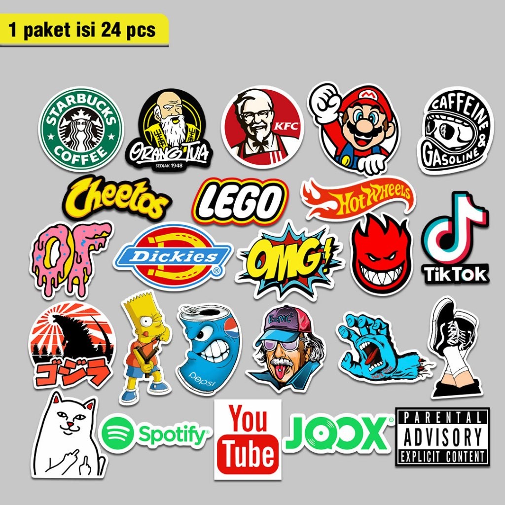 

STIKER PACK AESTHETIC COLORED LOGO STICKER TUMBLER HELM LAPTOP HP