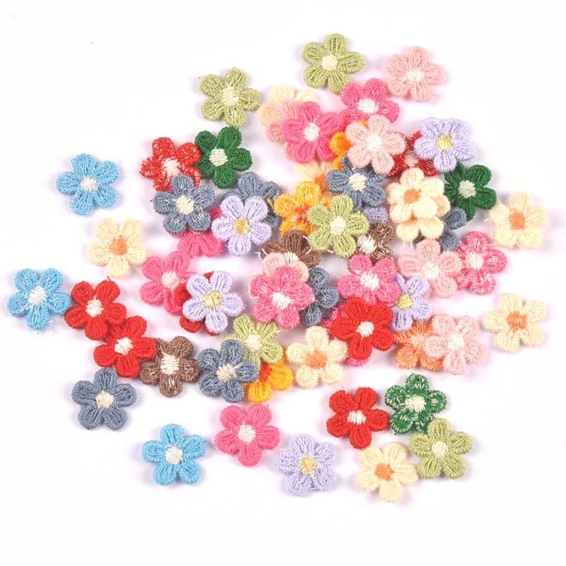 

50Pcs Cute Colorful Flower Appliqued DIY Supplies Lace For Wedding Clothing Sewing Accessories Handmade Decorations 1.5cm C3374