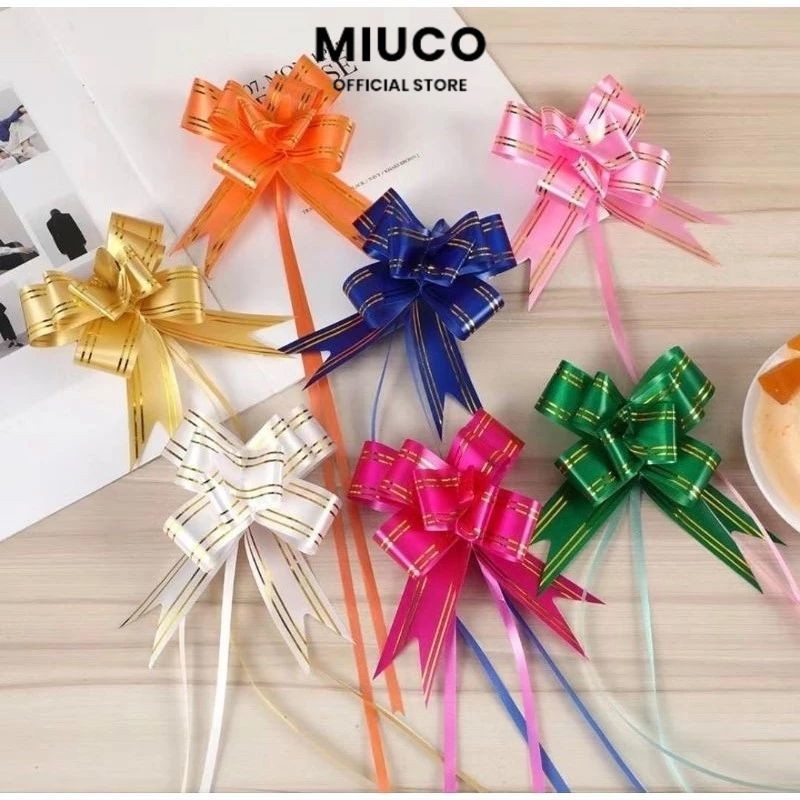 

MIUCO - (1pack) Pita Tarik Motif / Pita Serut Motif Garis Lis Emas isi 10pcs Dekorasi