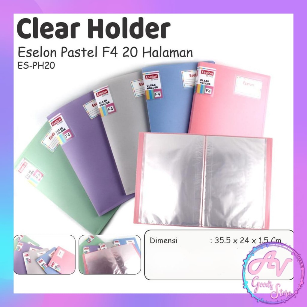 

Clear Holder F4 PASTEL / Clear Holder isi 20 40 60 lembar / Document Keeper / Kantong File Dokumen F4